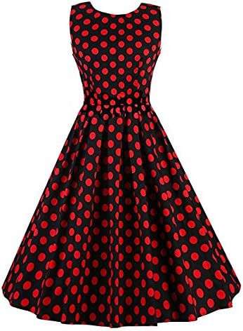 Women's Vintage 1950s Sleeveless Dress with Boat Neck Inspired Rockabilly Swing Dress