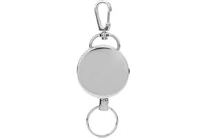 Baxnore Retractable Key Chain Heavy Duty All Metal Steel Wire Key Holder with Belt Clip 60cm Extendable Recoil Key Ring for M