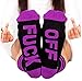 2018 Valentines Day Gifts for Men Women-Unisex Ribbed Knit Funny Fuck Off Cotton Half Crew Socks, Purple, One Size