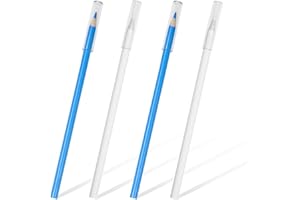 KEARING Sew Combo 4Pcs Chalk Marking Pencils for Sewing, 2 White & 2 Blue, Temporary & Erasable Fabric Marking Pencils for Tailoring, Quilting, Embroidery & Craft Projects