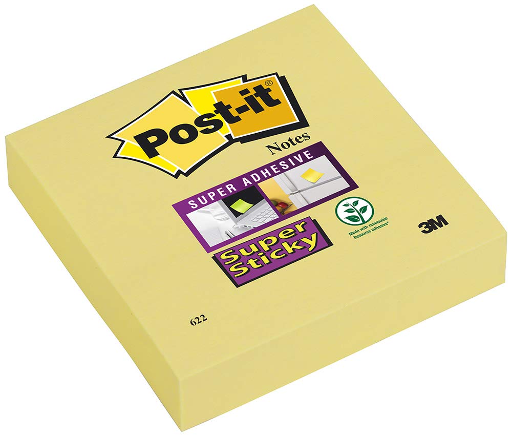 Post-it Notes Super Sticky 76 x 76 mm - 90 Sheets - Yellow, Set of 12