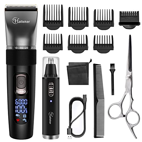 Hatteker Haarschneidemaschine Profi Haarschneider Herren Haartrimmer Bartschneider Barttrimmer Präzisionstrimmer Nasenhaarschneider Langhaarschneider Wasserdich