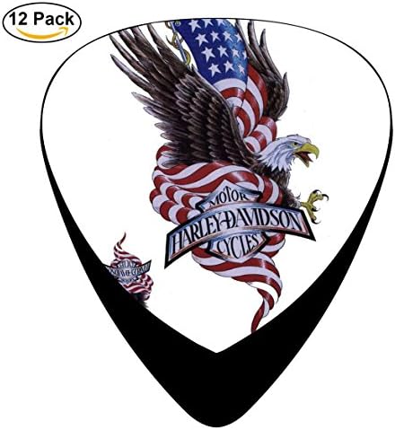Gufun Guitar Picks Harley Davidson Eagle Custom Three Size Electric Celluloid Plectrums (12-Pack)