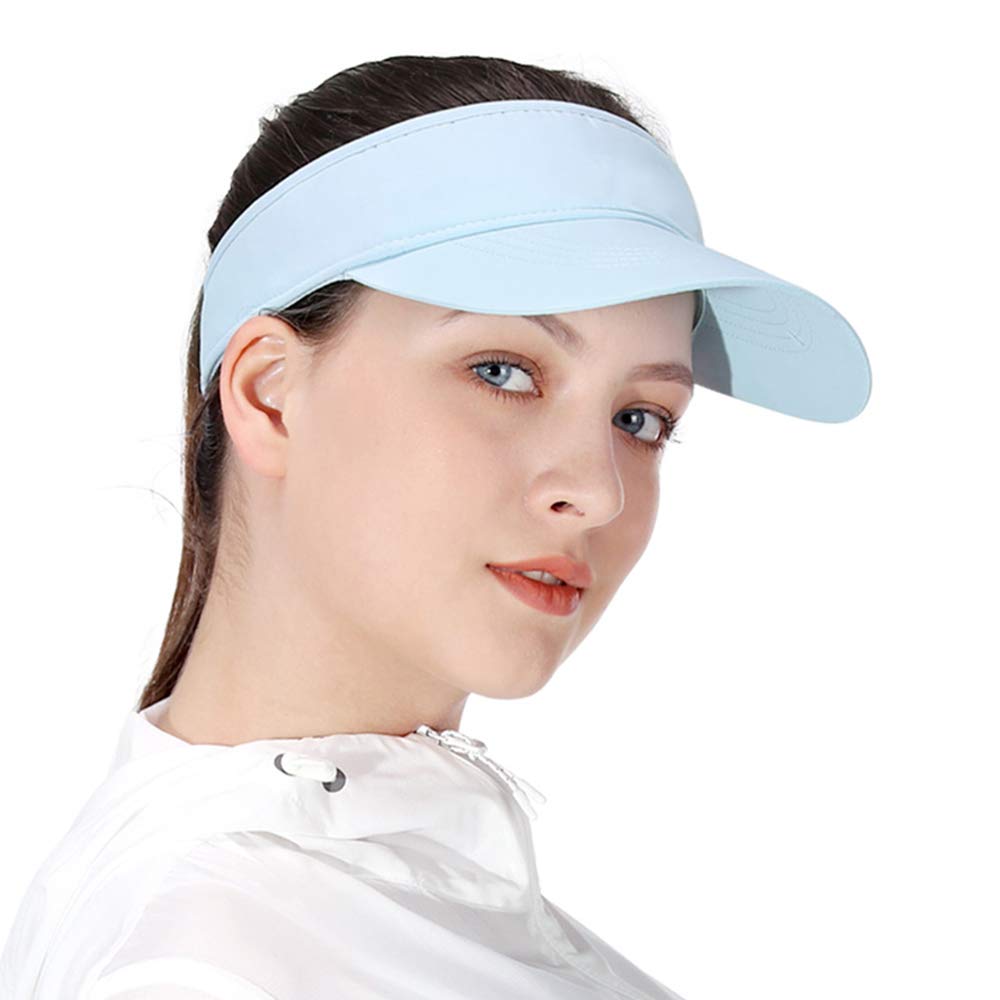 Blue Sun Visors for Women and Girls, Long Brim Thicker Sweatband Adjustable Hat for Golf Cycling Fishing Tennis Running Jogging and Other Sports
