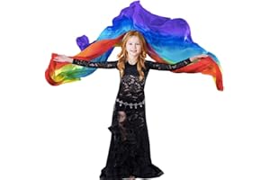 TMZAQH Girls Hand-Made Silk Belly Dance Veils Belly Dance Hand Scarves Gradual Colors 190 * 90cm.