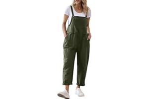 YESNO Women Long Casual Loose Bib Pants Overalls Baggy Rompers Jumpsuits with Pockets PV9CA
