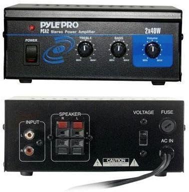 Pyle Home PCA2 80-Watt Stereo Mini Power Amplifier BASS Controls Best High Quality Audio, Music