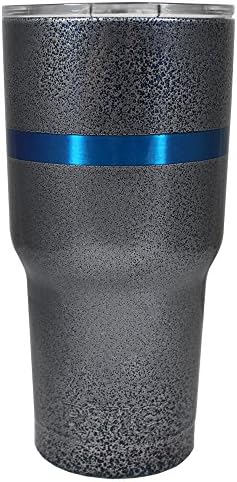 RTIC Thin Blue Line on Silver Black Vein 30 oz Stainless Steel Tumbler Cup
