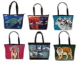 Shoulder Bag, Vegan Tote Bag, Handbag- Animals - From My Original Paintings - Support Wildlife Conservation, Read How