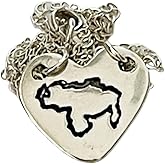 Venezuelan Map Heart Charm Necklace Sterling Silver 18 inches Gift Idea For Wife