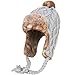 OMECHY Womens Knit Peruvian Beanie Hat Winter Warm Wool Crochet Tassel Peru Ski Hat Cap with Earflap Pom Grey