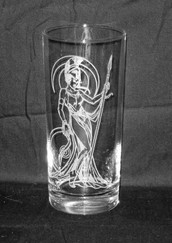 12 OZ Heavy Etched Glass Ice Tea Glass or Cooler Athena Greek Goddess of Wisdom