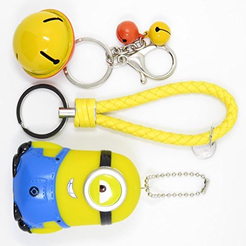 Bat King Cute 3D Cartoon Yellow Slave Key Chain Key Ring,Handbags Accessory,Portable Strip with Bell