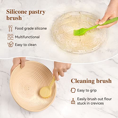 Lorzon Proofing Basket Set of 2, 10 Inch Round & Oval Cane