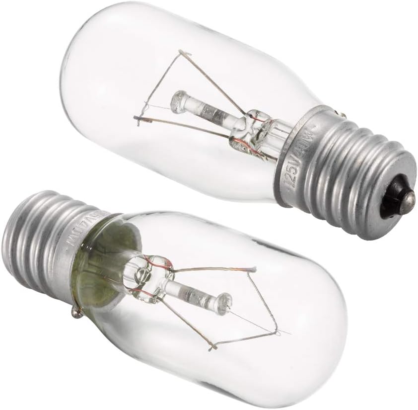 2pcs Microwave Bulb GE WB36X10003-125V 40W Incandescent Lamp Bulbs for Most General Electric, LG, Frigidaire, Kenmore Microwave, Universal Type Replacement E17 Base Socket Applications: Home Improvement