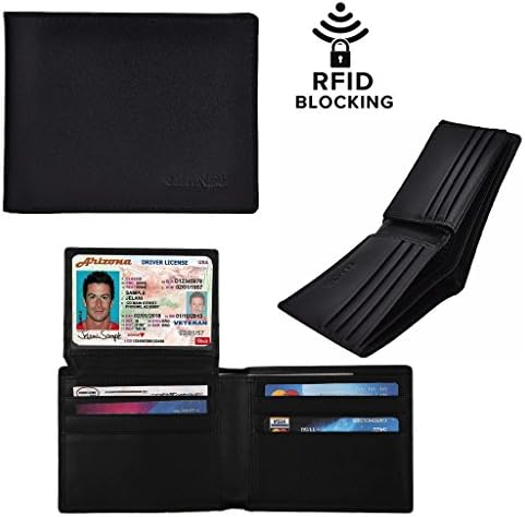Clanec RFID Blocking Men's Genuine Leather Wallet, Men's Bifold Wallet. Elegant Design Wallet with RFID Secured (Black)