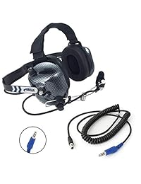 Radios robustos H41 de fibra de carbono estilo 2 vías detrás de la cabeza de carreras auriculares con CC-OFF cable adaptador de bobina para enchufes offroad e intercoms