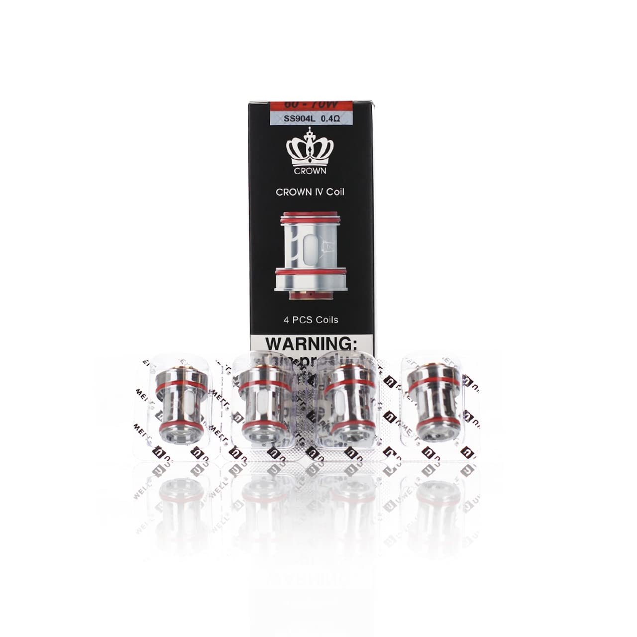 Uwell Crown 4 Mesh Coils 0.23 Ohm - Pack of 4 - Enhanced Flavor and Vapor Production for a Superior Vaping Experience No Nicotine