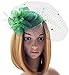 Coolwife Fascinator Hats Pillbox Hat British Bowler Hat Flower Veil Wedding Hat Tea Party Hat (B Green)