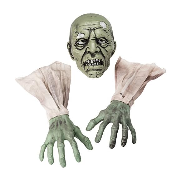 Cara y Brazos de Zombi para Halloween - Decoración Cementerios Terror