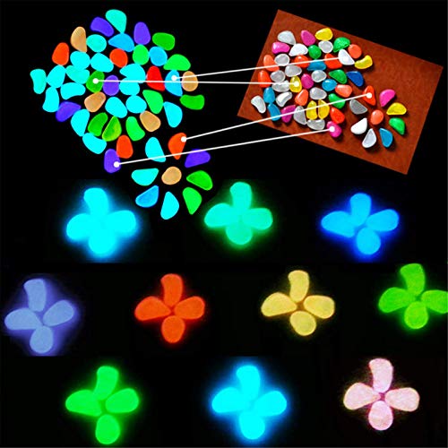 Keeplus Outdoor Glow Stones in The Dark Rocks, Decorations for House Plants Walkways, Gardens, Driveways or Aquariums Fishbowl- Glow Rocks for Outdoor (10Pcs, Green)
