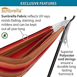 Vivere Double Sunbrella® Hammock with Space Saving