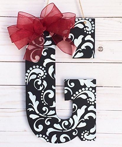 Monogram Door Hanger, Home Décor, Damask Door Sign