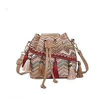 Lady Shoulder Bag,Freesa National Joker Crossbody Fashion One Shoulder Drawstring Dumplings Hobos Tassel National Style Retro (Blue)