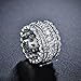 Serend Vintage Style Cubic Zirconia Wide Band Statement Cocktail Ring 18k White Gold Plated Jewelry, Size 8