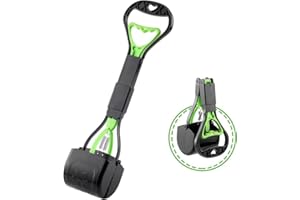 POMYDODU 17.7" Pet Pooper Scooper for Dogs, Non-Breakable Poop Scooper with High Strength Material and Durable Spring, Long Handle Design Easy for Pet Waste, Grass and Gravel Pick Up - Green
