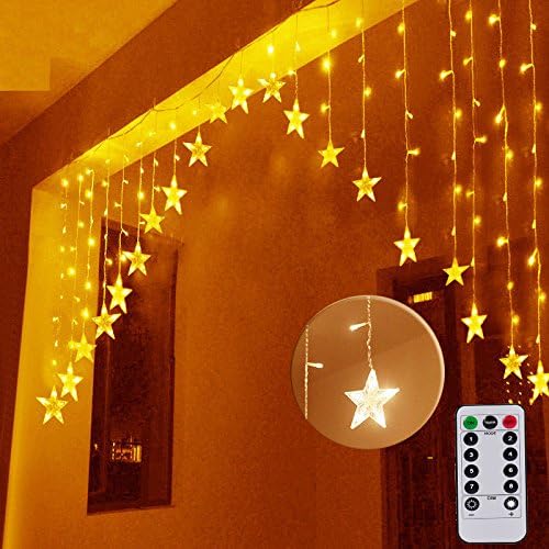 Battery Powered Curtain Light Waterproof V-Shape Window Curtain String Light Wall Icicle Light with Remote Controller,8Mode for Party Bedroom Festival Indoor Ourtdoor Decoration