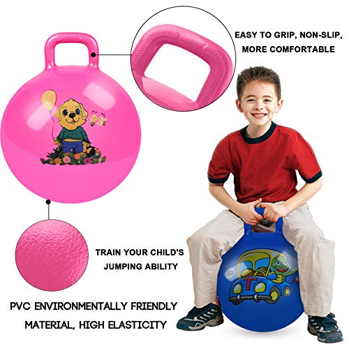Jumping Bouncy Balls,Sport Bounce Balls with Handles for Kids Balls 18