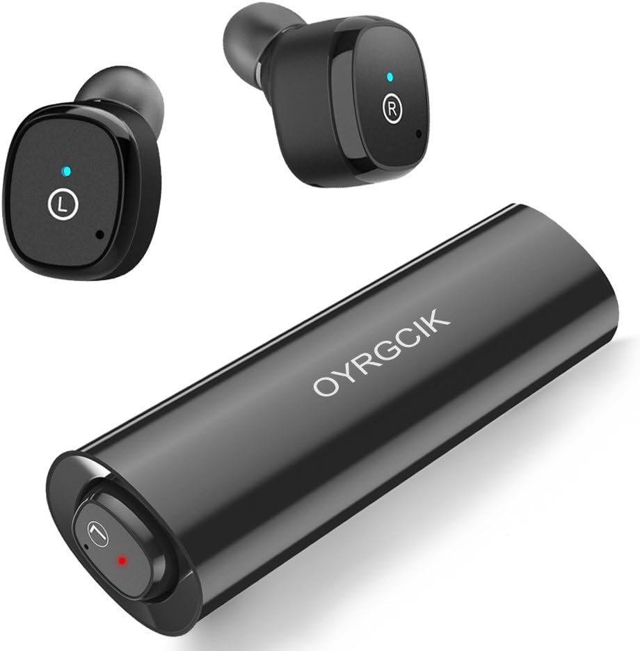 Wireless Earbuds, OYRGCIK Bluetooth Headphones 5.0 Mini Stereo Headset Build-in Mic, in-ear Sports Sweatproof Earphones with Charging Case for iPhone 11 Pro Max X XS Max Samsung Galaxy S10 S9 and More