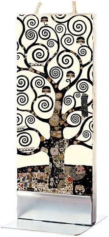 Flatyz Art Series Twin Wick Unscented Thin Flat Candle - Gustav Klimt,Tree of Life Detail