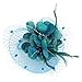 Big Flower Headband Netting Mesh Hair Band Cocktail Hat Party Fascinator, Lake Blue, One Size