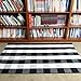 Winwinplus Buffalo Check Rug, 3' x 5' Size, Cotton Handwoven Black and White Checkered Rugs for Indoor and Outdoor uses Welcome Door Mat, Front Porch, Kitchen, Bathroom, Home Decor Area Rug