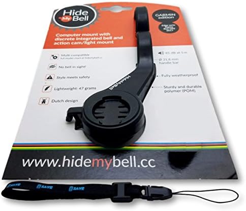 Hide My Bell | Garmin Edge Mount with Integrated Bike Bell | Includes G-SAVR Lanyard Tether (For Garmin Edge)