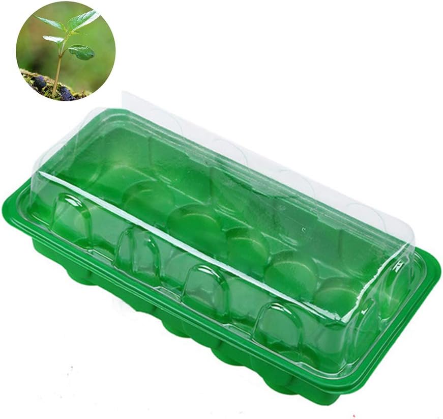 POOPFIY 2 PCS Plastic Plant Seedling Trays Cloning Case Kit Seed Grow Box Humidity Dome Base Nursery Pots