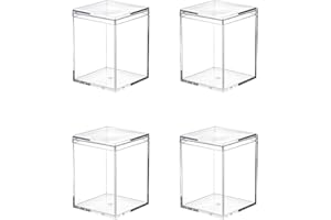 Dayaanee Clear Acrylic Plastic Square Cube, 4 Pack Small Plastic square cube containers with Lid Storage Box 3.2x3.2x4.3Inch/80X80X110mm for Candy Pill and Tiny Jewelry
