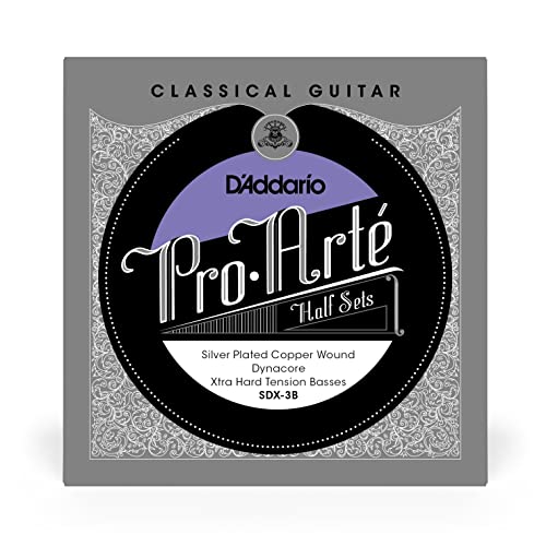 D’Addario Guitar Strings - Pro-Arte Nylon Guitar Strings - SDX-3B - Classical Guitar Strings - Half Sets, Extra Hard Tension, Silver Plated Copper-Composite Dynacore