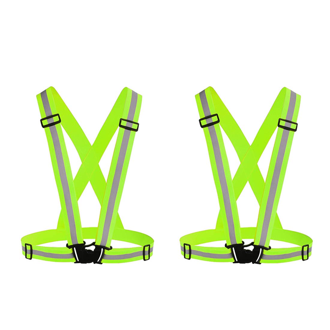 Adjustable Reflective Gear for Running, Walking, Jogging,Cycling,Motorcycle for men women(2PCS,Fluorescent Green)