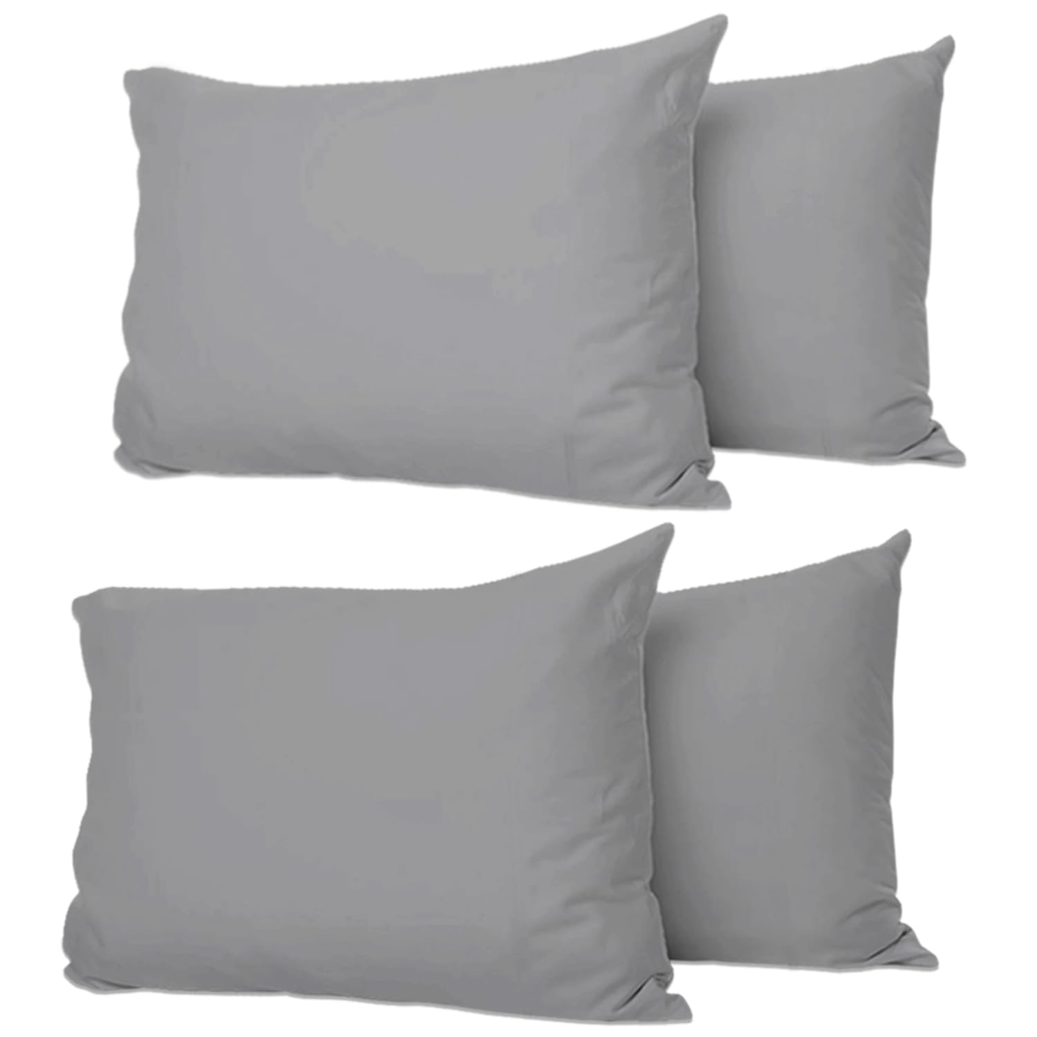 Pillow Cases 4 Pack Grey, Soft & Breathable 100% Brushed Microfiber Pillowcase. Anti-Allergic & Machine Washable with Secure Envelope Closure, Multicolor, UK Size 50 × 75 cm