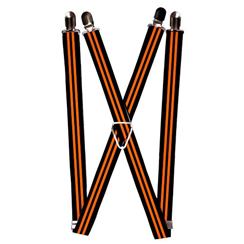 White Black Orange Horizontal Stripes Suspenders