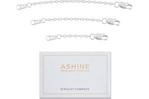 ASHINE 925 Sterling Silver & 14K Gold Pleated Strong Lobster Clasp 1.3mm Italian Necklace Extender - Three Pieces Set in 1, 2, 3 Inches and 2, 4, 6 Inches