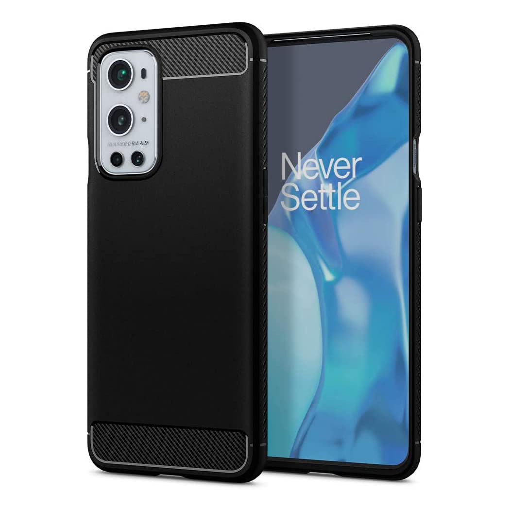 GAPlus OnePlus 9 Pro Case - Ultra Slim Carbon Fibre Shockproof Bumper Case Cover For OnePlus 9 Pro Black