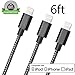 ONSON iPhone Charger,3Pack 6FT High Speed Nylon Braided iPhone Cable Lightning Cord for iPhone 7/7 Plus/6/6 Plus/6S/6S Plus,SE/5S/5,iPad,iPod Nano 7 (Black White)