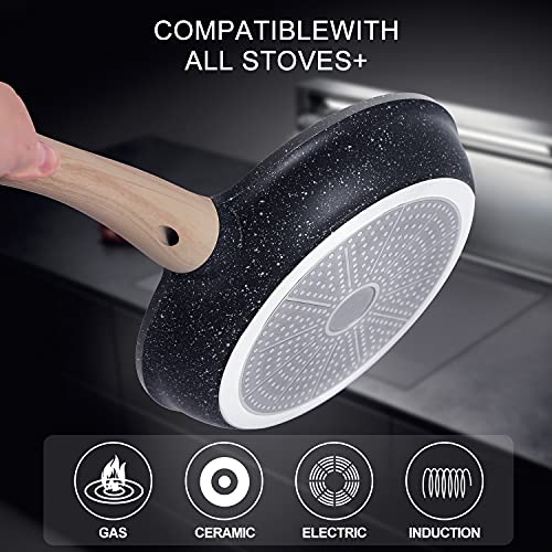 HZHYSEA Nonstick Frying Pan, Granite Stone Frying Pan Nonstick Skillet