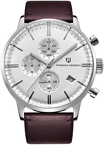 PAGANI design men's quartz movement time diving 30m leather watch