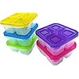 WEEK NINE Bento Snack Boxes - Reusable 4-Compartment Food Containers for School, Work and Travel, Set of 5
