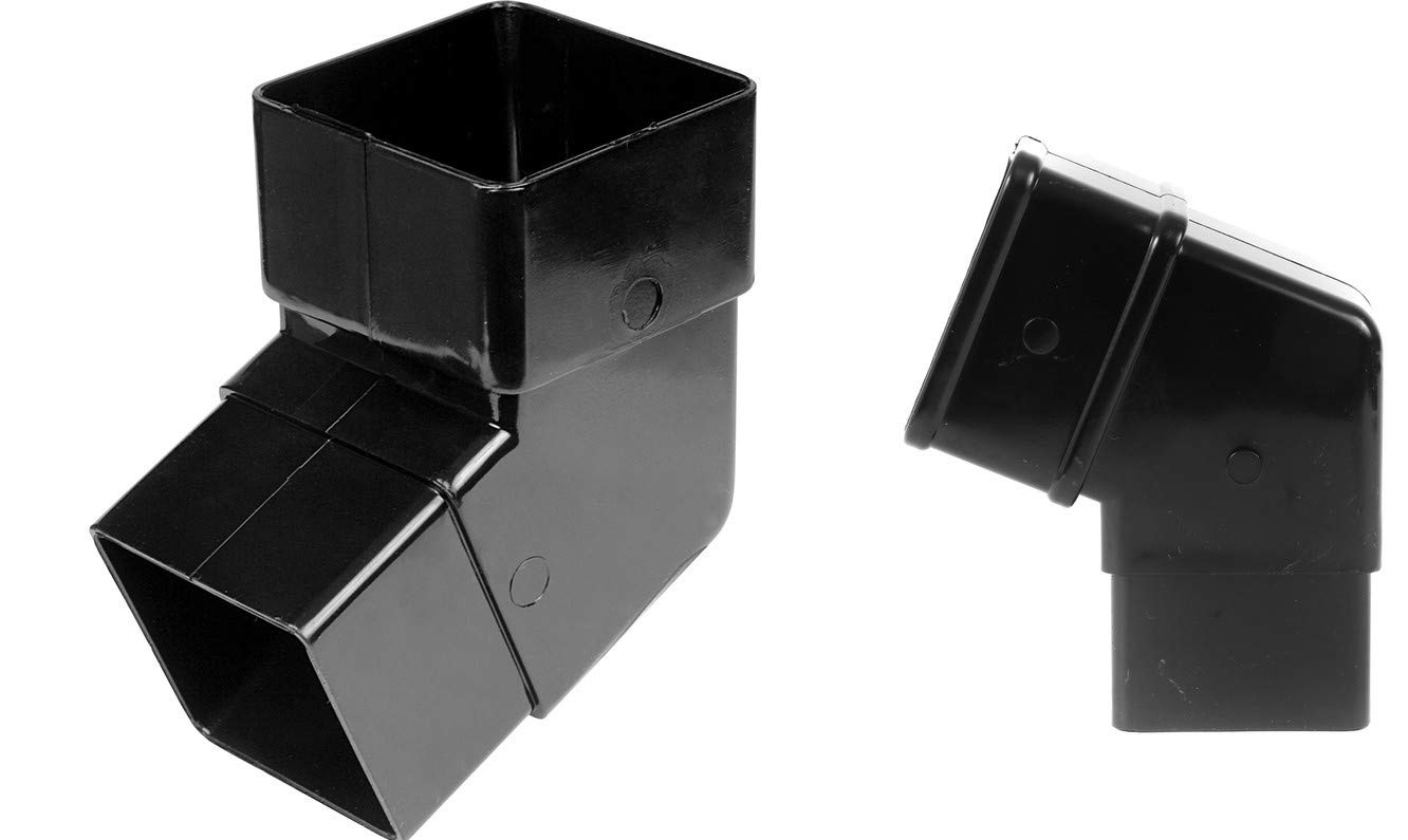 FLOPLAST 65mm Square Downpipe 112.5 Degree Offset Bend - Black - PACK OF 2